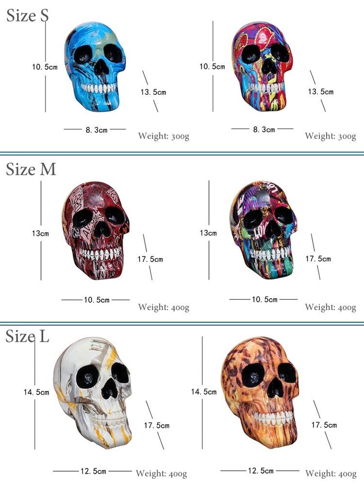 Creative Multi Color Skull Resin Statues Skeleton Desk Decor Funny Toy Birthday Gift Halloween Party Decoration Dropshipping