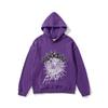 Sp5der 555555 Hoodie Sweatpants Set Rhinestone Spider Web Letter Print Casual Streetwear Youth