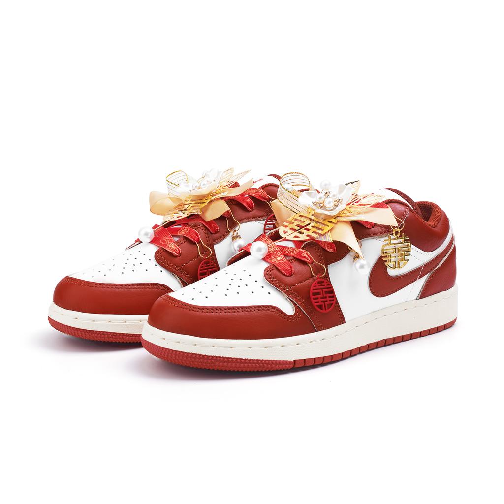 Jordan Air Jordan 1 Slip Resistant Abrasion Resistant Low top Vintage Basketball Shoes Women's Red FJ3465-160(Team746-SBOX)