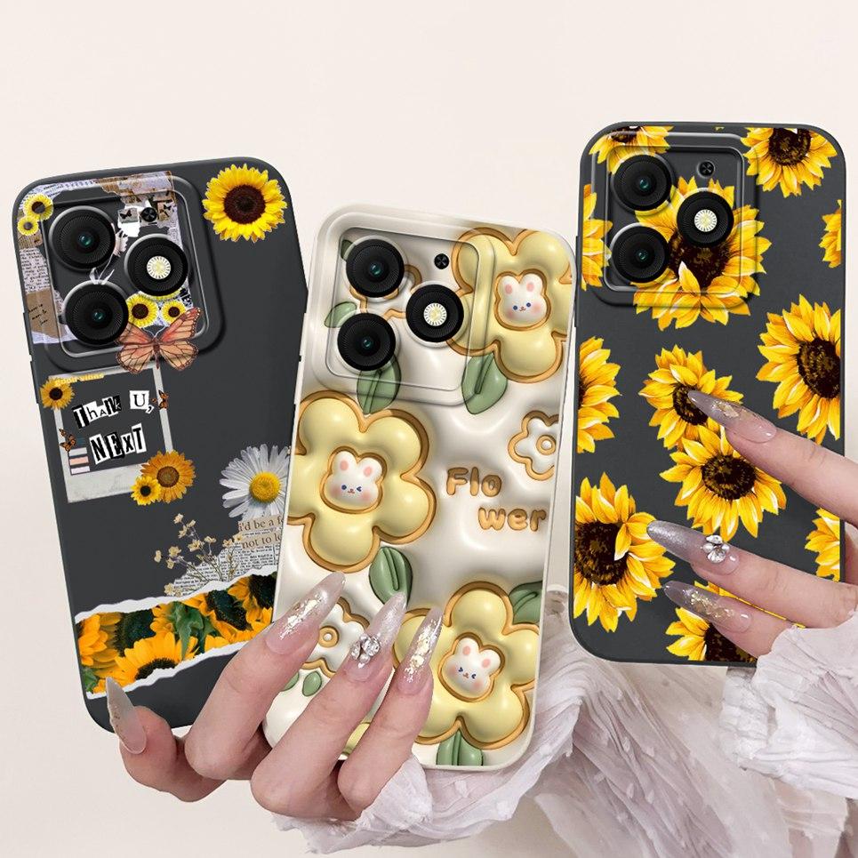 For Itel A50 Back Cover On ItelA50 A 50 Coque Funda Flower Butterfly 2024 New Women Fashion Phone Case Liquid Silicone Bumper