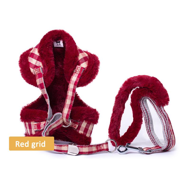 

Теплый поводок для собак, мягкий регулируемый флисовый жилет для щенков с меховым воротником S красный