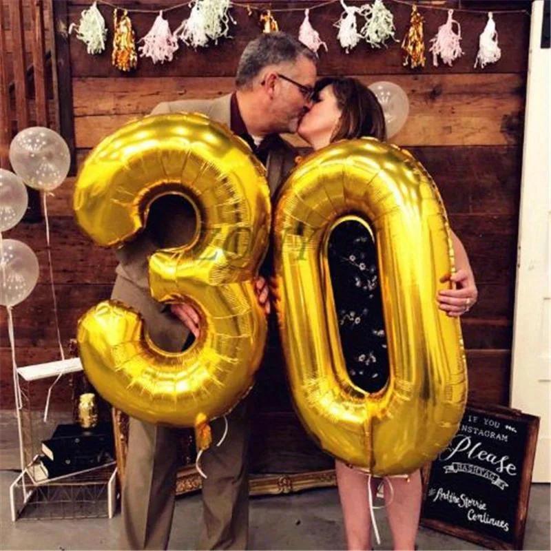 1 Pcs, Large Golden Balloon Number, Birthday Party Decoration Scene Aluminum Film Balloon