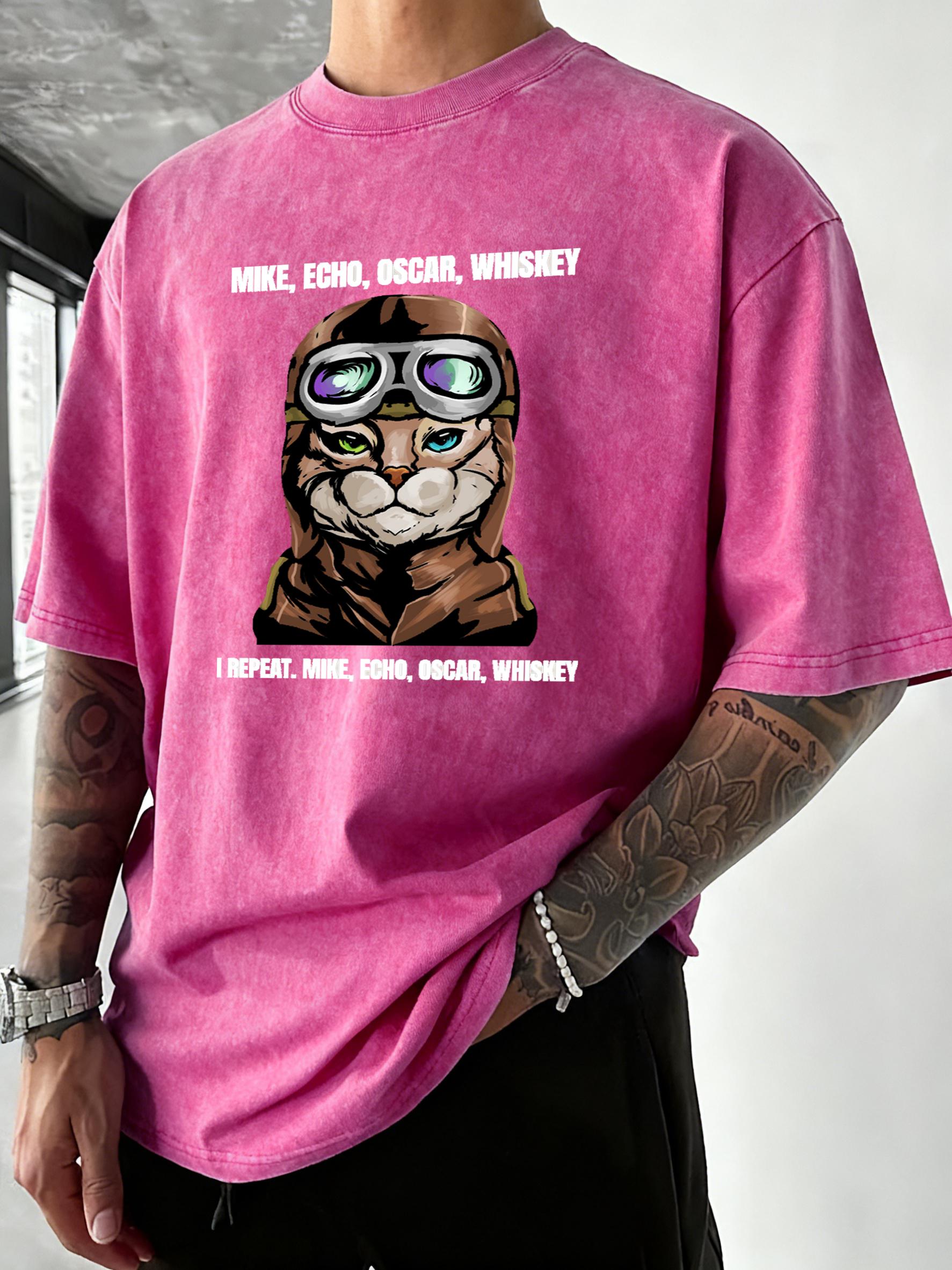 

Fully Armed Cool Cat Print Men Washed T Shirts Casual Cotton Clothes Running Vacation Streetwear Crewneck Oversized TShirt S