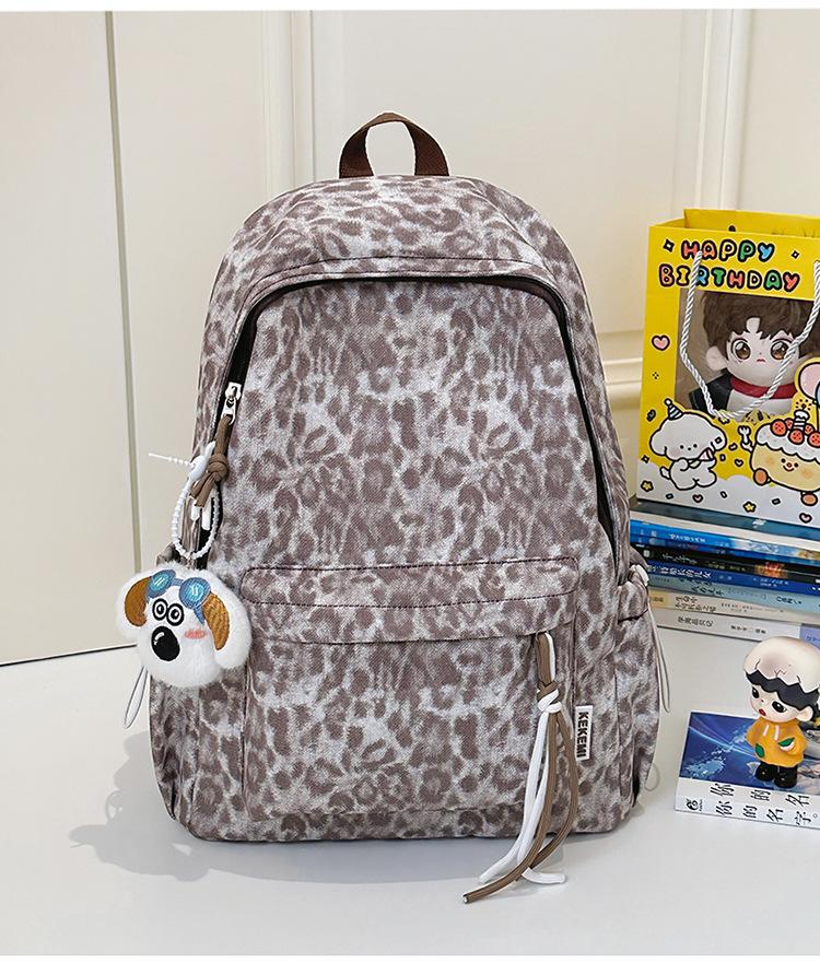 School Bag Japanese Ins Leopard Print College Student School Bag Personalized Versatile Niche Unpopular Fashion Backpack Leisure Travel Backpack