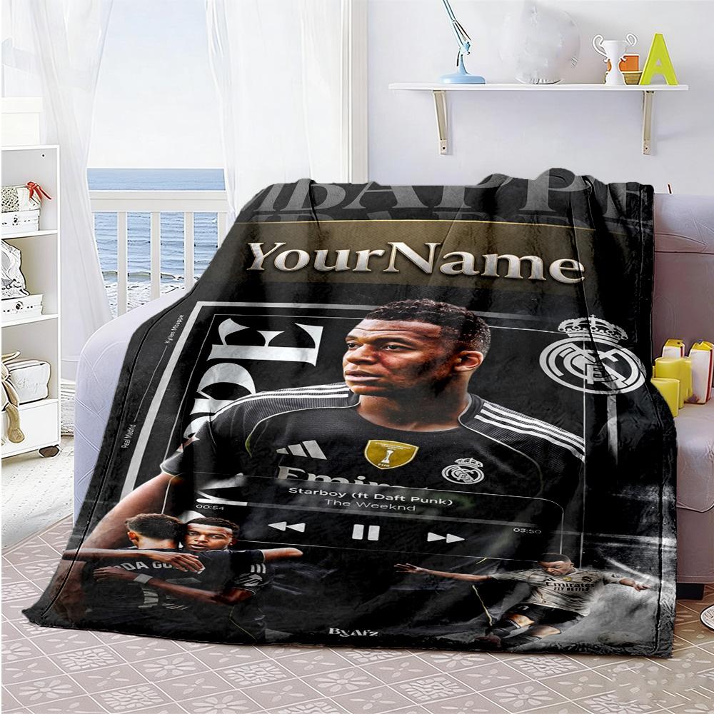 Mbappe 239 Customize Text Blanket Cozy Personalized Blanket Durable Comfort Perfect for Office Picnics Couch Nap Four Seasons Multipurpose