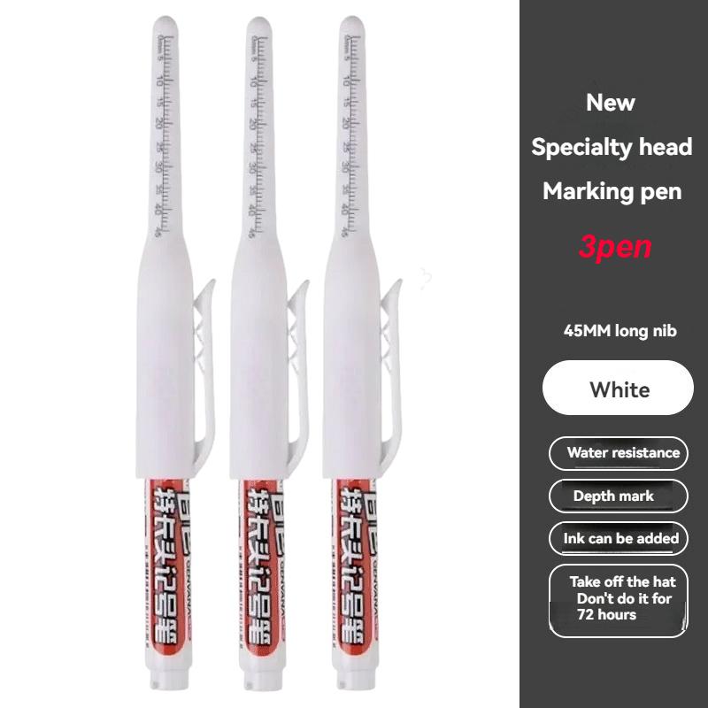 45mm Tip Waterproof Long Head Marker Pen set Quick-Dry Ink for Woodworking Construction Deep Hole Non-Toxic Black Red Blue White