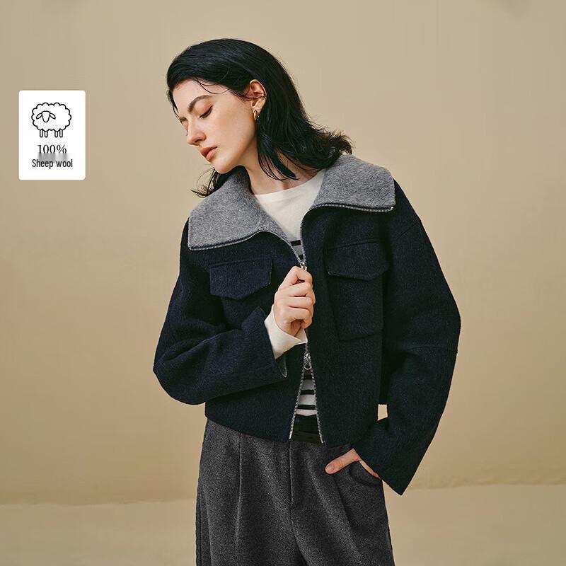 INMAN Women's 100% Wool Double-faced Lapel Coat