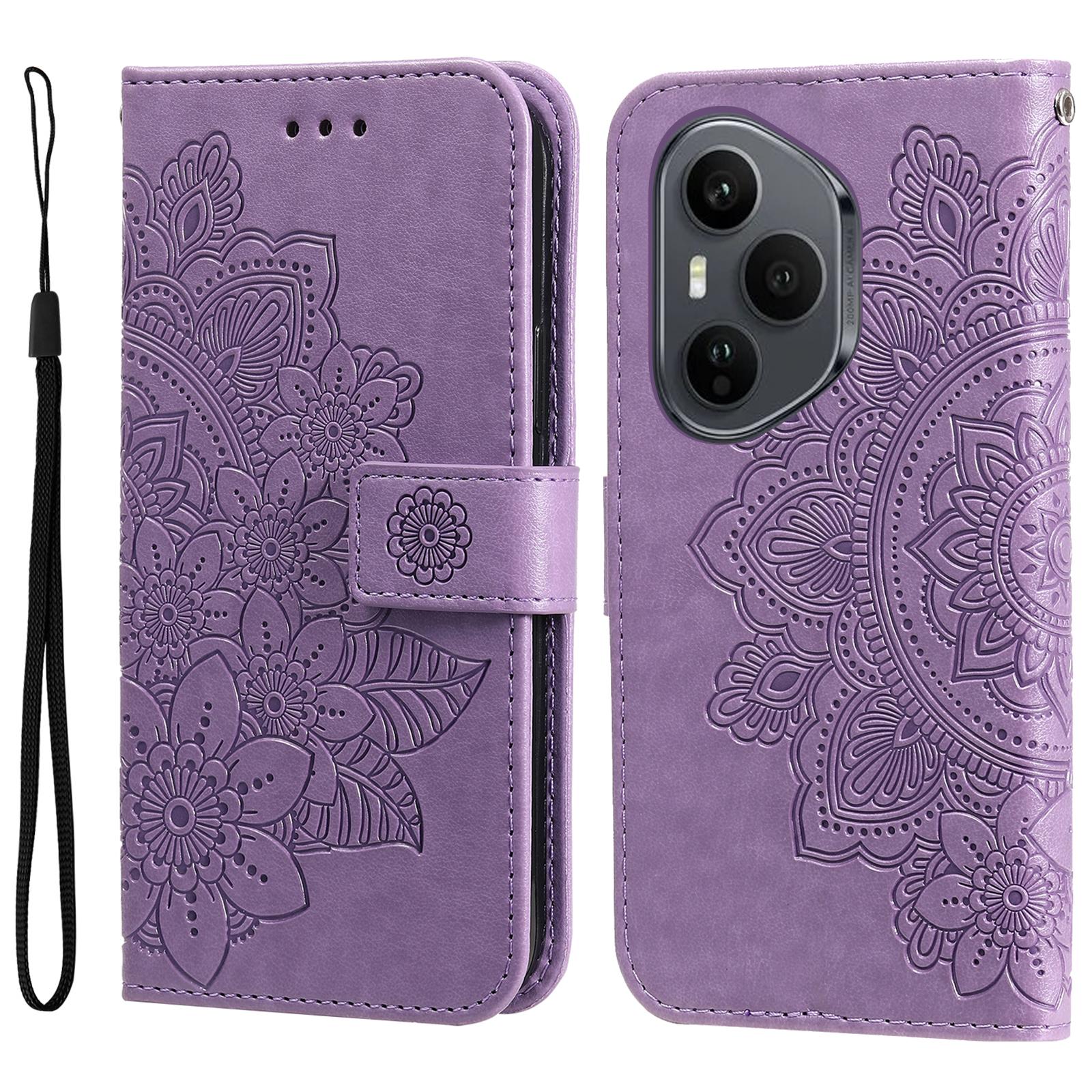 

Для Honor 400 Pro 5G (Глобальный) Чехол Кошелек-подставка из ПУ кожи с цветочным узором Чехол для телефона Purple