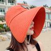 Women Summer Hat Big Brim Adjustable Anti-UV Protection Fisherman Hat Foldable Beach Sun Hats Empty Top Hat Ponytail Hat Travel