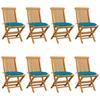 VidaXL Set of 8 Garden Chairs with Cushions, Patio Seats, Balcony Chairs, Outdoor Patio Furniture, Blue 3072936