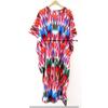 Women Hippie Cotton Summer Sleepwear Ikat Print Multi Long Maxi Caftan Dress CKFTN-SCRN-FULL-BUYIT-102