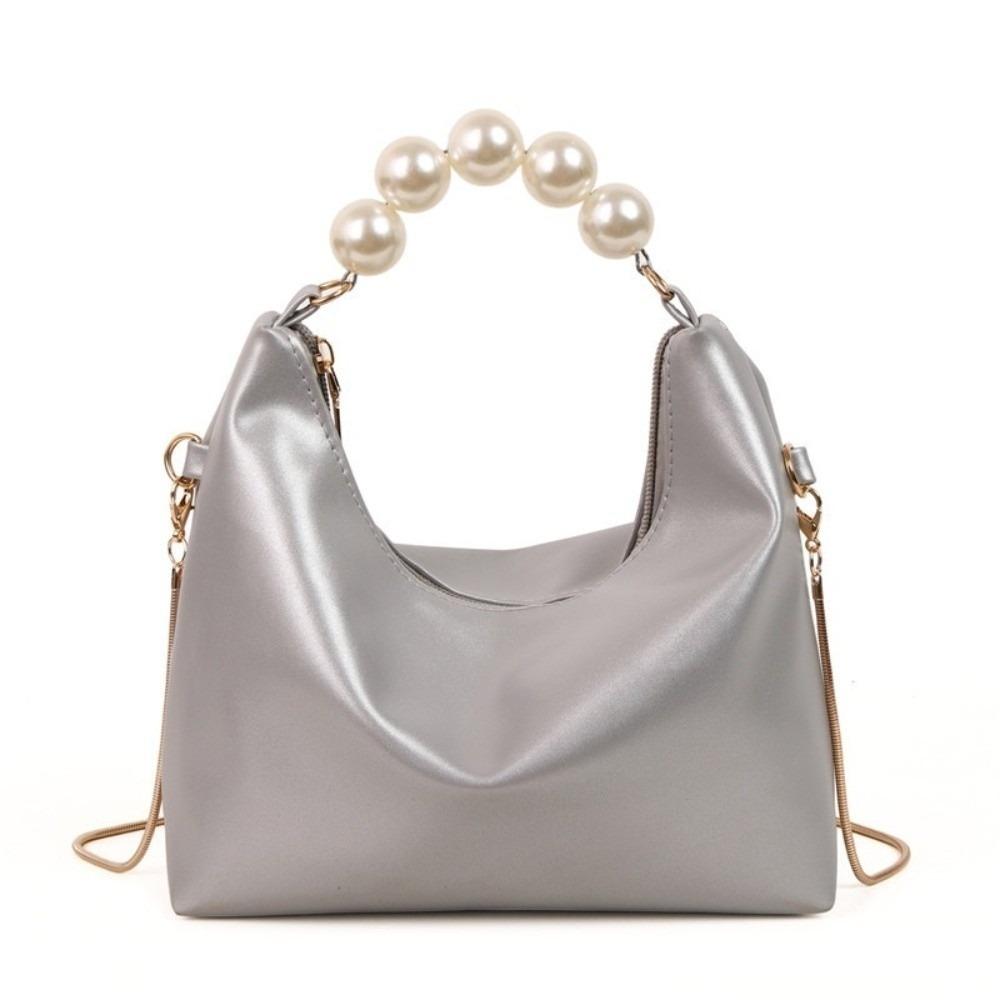 PU Leather Cloud Shoulder Bag Korean Style Women Crossbody Bag Casual Pearl Handle Handbag  Wallet