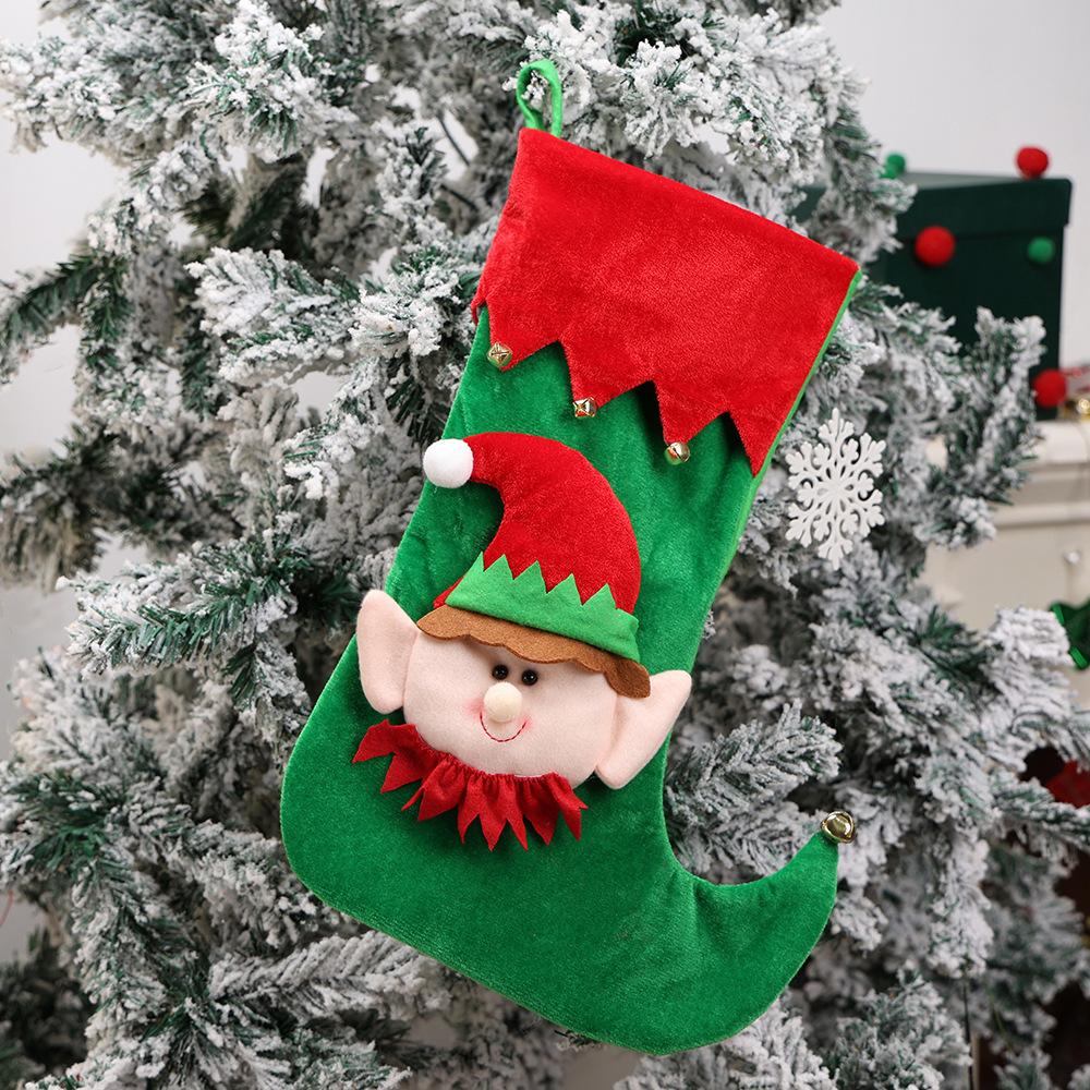 Cartoon fabric Christmas elf gift bag candy bag Christmas tree fireplace pendant Christmas party decoration