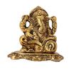 Designer Metal Lord Ganesha Statue Golden Brass Hindu God Ganesh Ganpati Sitting Idol Blessing Ganpati Sculpture for Home