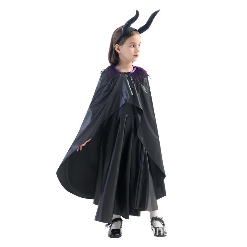 Halloween Maleficent Black Magic Cape Costume for Girls - Parent-Child Style