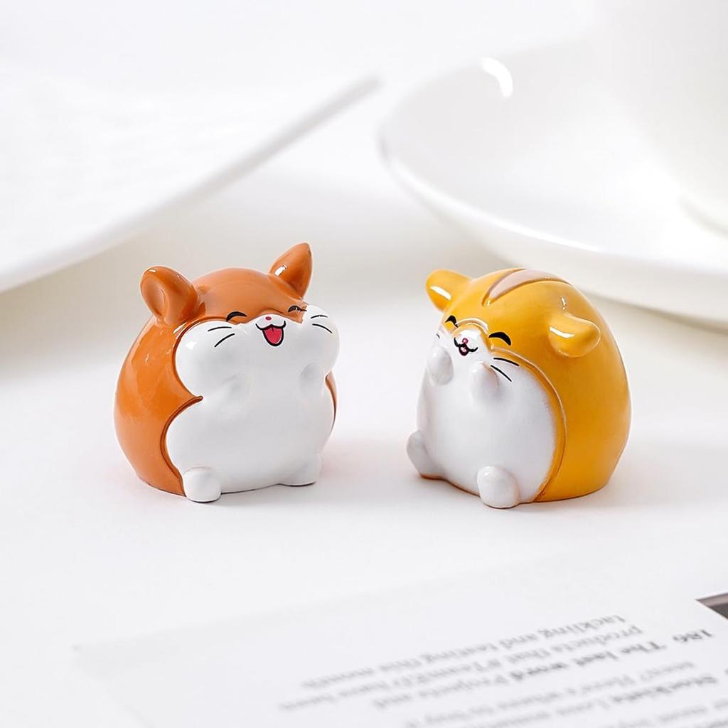 Set of 6 Mini Resin Hamsters Cute Car Accessories for Men Women, Funny Car Interior Ornaments for Car Rearview Mirror Dashboard Decorations