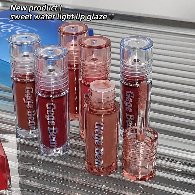 GEGE BEAR 3Pcs Lippenstift Set Bunte Wasser Glänzend Lip Glasur Feuchtigkeits Lip Gloss Make-Up Flüssigen Lippenstift