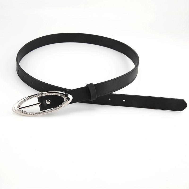 Feminine Pink Skinny Belt For Women 2023 Summer Fashion Trend With Alloy Pin Fastening чёрный