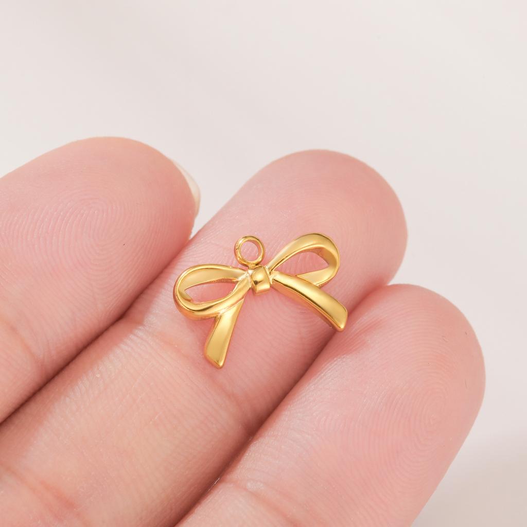 Teamer 3pcs Classic Bowknot Charms for Jewelry Necklace Earrings Making DIY Stainless Steel Gold Color Pendant Wholesale No Rust