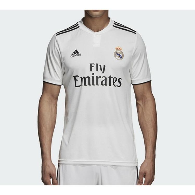 adidas real Madrid 18-19 Season Fan Edition Home Alphabet Logo Stripe Sports Soccer/Football Short Sleeve White Men's DH3372