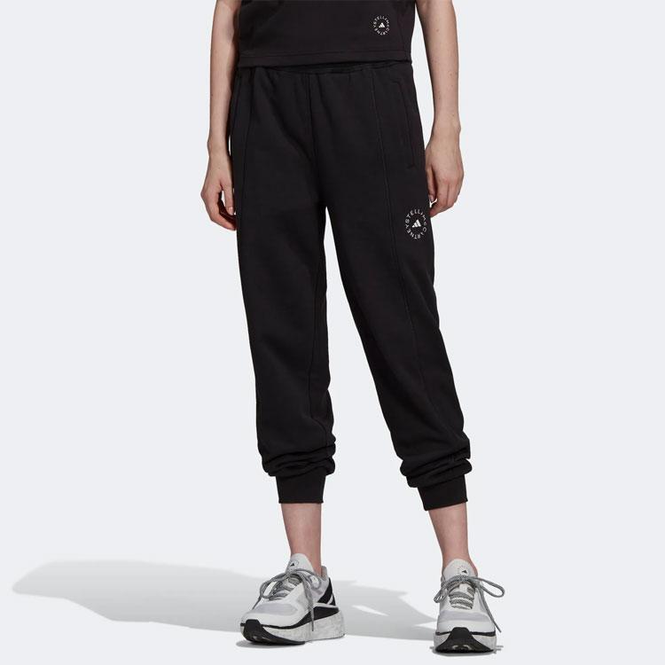 Adidas X Stella McCartney Solid Color Casual Cuffed Sweatpants Women Bottoms Black HC1431