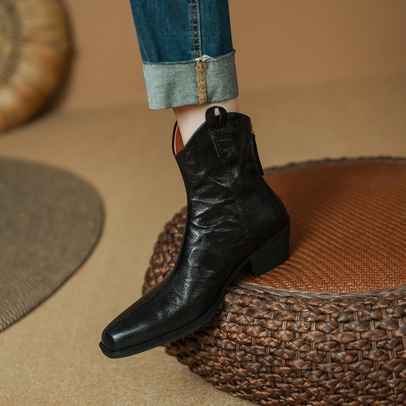 2024 Новые осенние женские сапоги с квадратным носком и толстым каблуком для женщин — фото 7