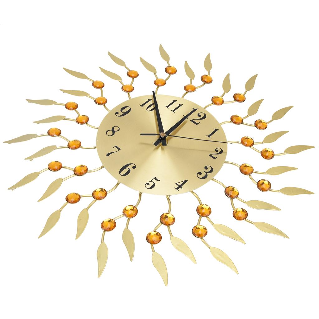 Wall Clock Flower Iron Mute Quartz Hanging Decorative Clock for Living Room Decoration