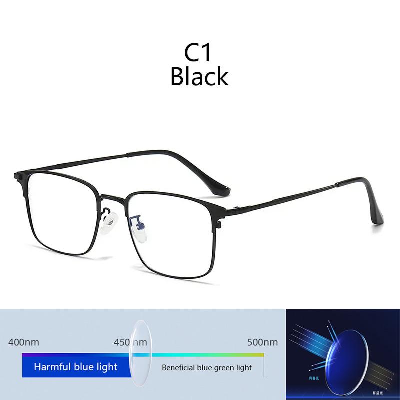 Plain Glasses Metal Full Rim Glasses Men Rectangle Prescription Eyeglass Frames For Optical Lenses Anti Blue Light