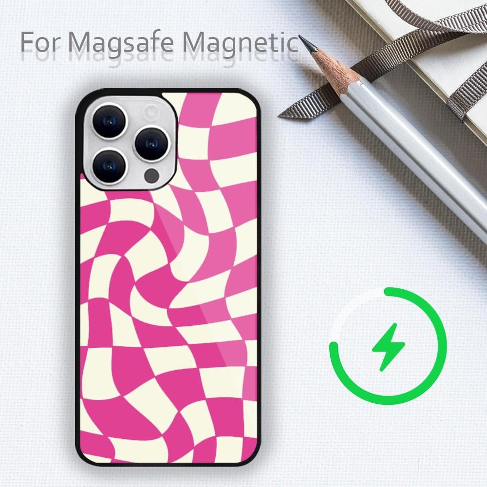Crazy Checkered Phone Case For iPhone 15 14 13 12 11 Plus Pro Max Magsafe Magnetic Wireless Charging