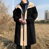 Fałszywe 2 szt. Wiatrówka Wiosna Duży rozmiar Bluza z kapturem Mężczyźni Casual Luźny płaszcz Jednolity kolor Wygodna kurtka Długa