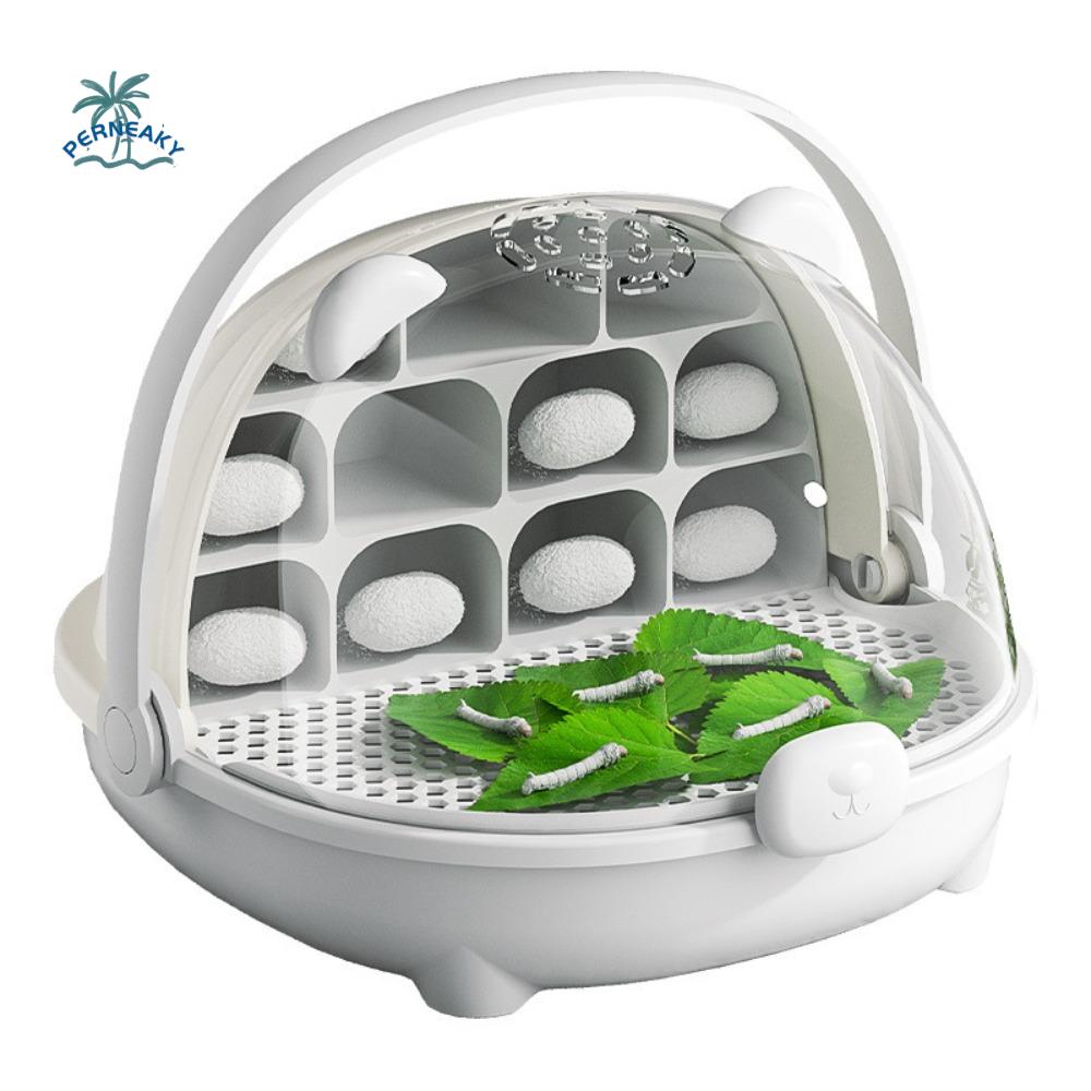 Breathable Hole Silkworm Breeding Box Folable Handle Visible Door Silkworm Observation Cabin Plastic Insect Habitat Cage Kids