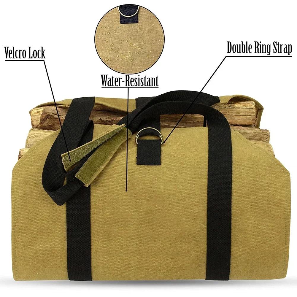 Storage Pack Canvas Bag Waterproof Wear Resistant Dirt-proof Portable Firewood Log Carrier Heavy Outdoor Rectangle