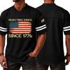 Men's Casual V Neck Short Sleeve Sports T Shirt with Flag and Independence Day Print Suitable for Daily Wear and Outdoor Activities