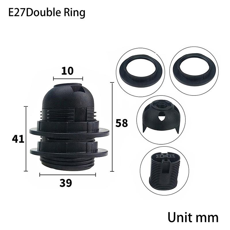 250V 4A E27 Light Bulb Base Plastic Full Screw Lamp Holder Pendant Socket Lampshade Ring for E27 Light Bulb White Black 1PC