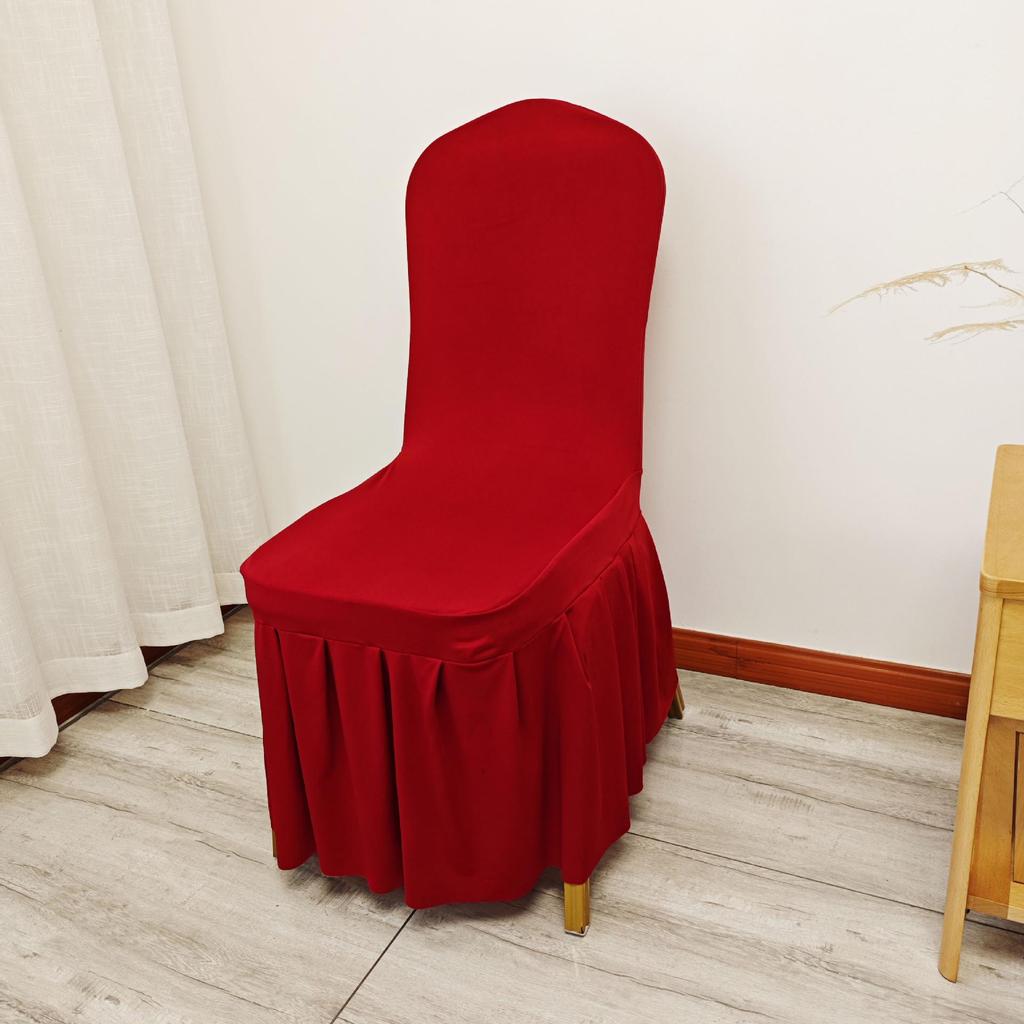 Universal Elastic White Skirt Chair Cover for Weddings & Banquets