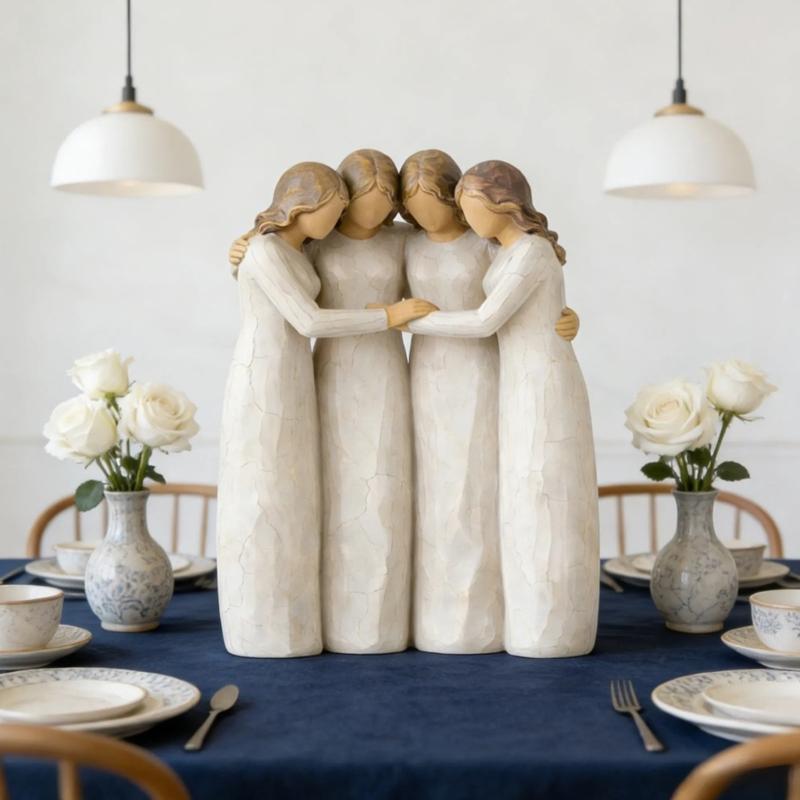 Practical Handcrafted Sisterhood Figurine Small Shelf Decorative Item Suitable for Work Environment and Home Space