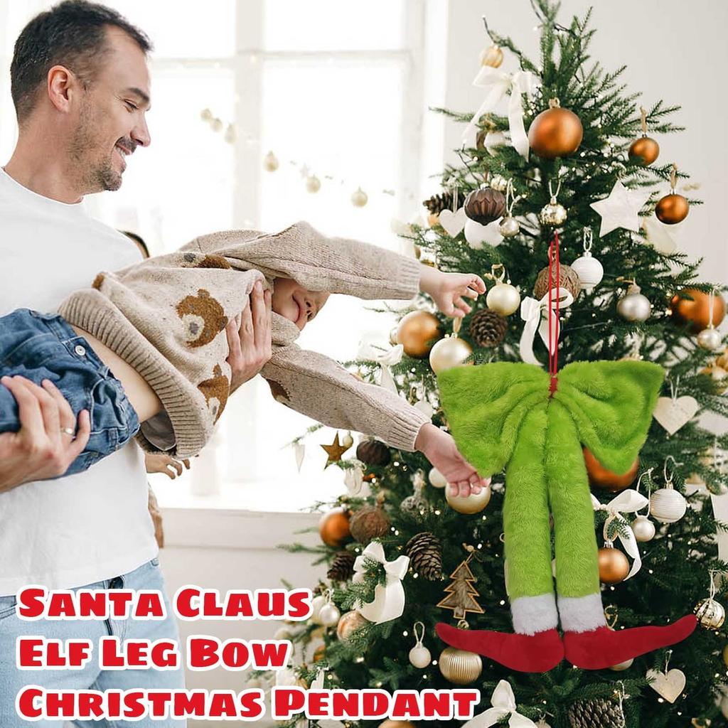 Christmas Decorations Green Prosthetic Legs Claus Legs Bow Christmas Ornaments