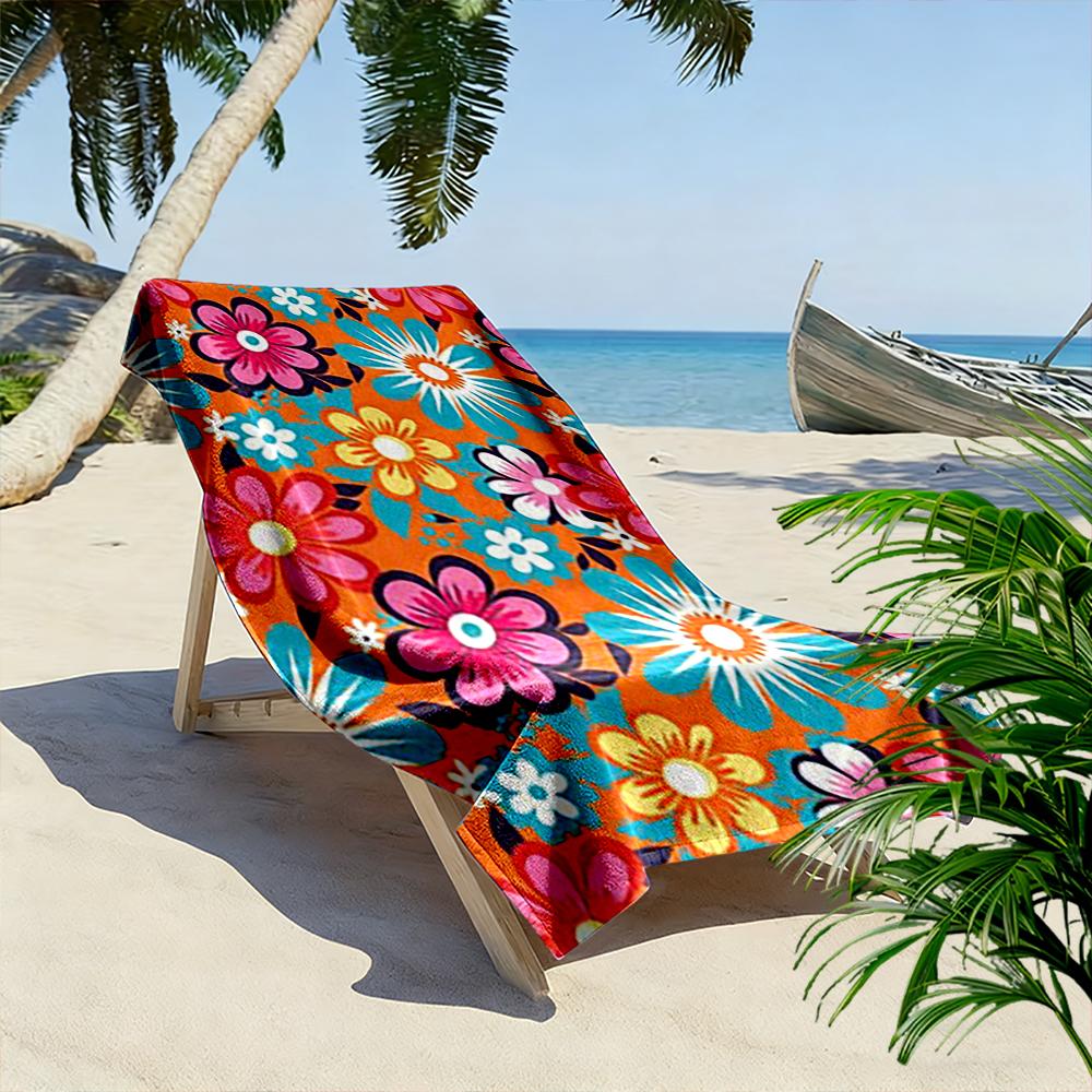 Floral Pattern with Bright Colors Beach Towel Quick-drying for Travel Outdoor Sports Jogging Beach and Swimming