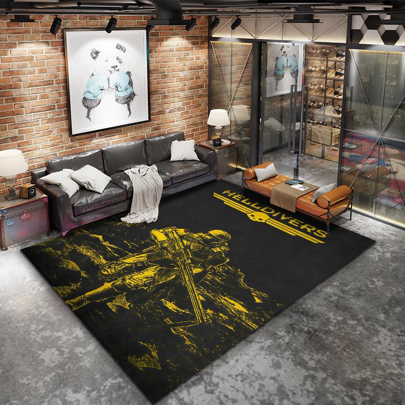 Helldivers Game Silhouettes Carpet Rug For Living Room Bedroom Home Sofa Decoration Kids Play Nonslip Floor Mat