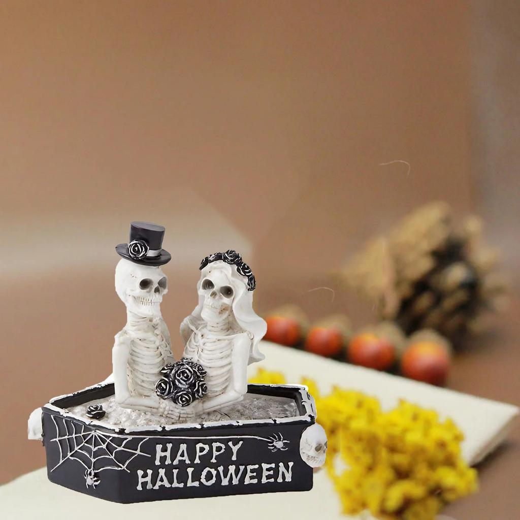 Coffin Skeleton Couple Home Furnishings Gothic Decoration Resin Crafts Funny Atmosphere