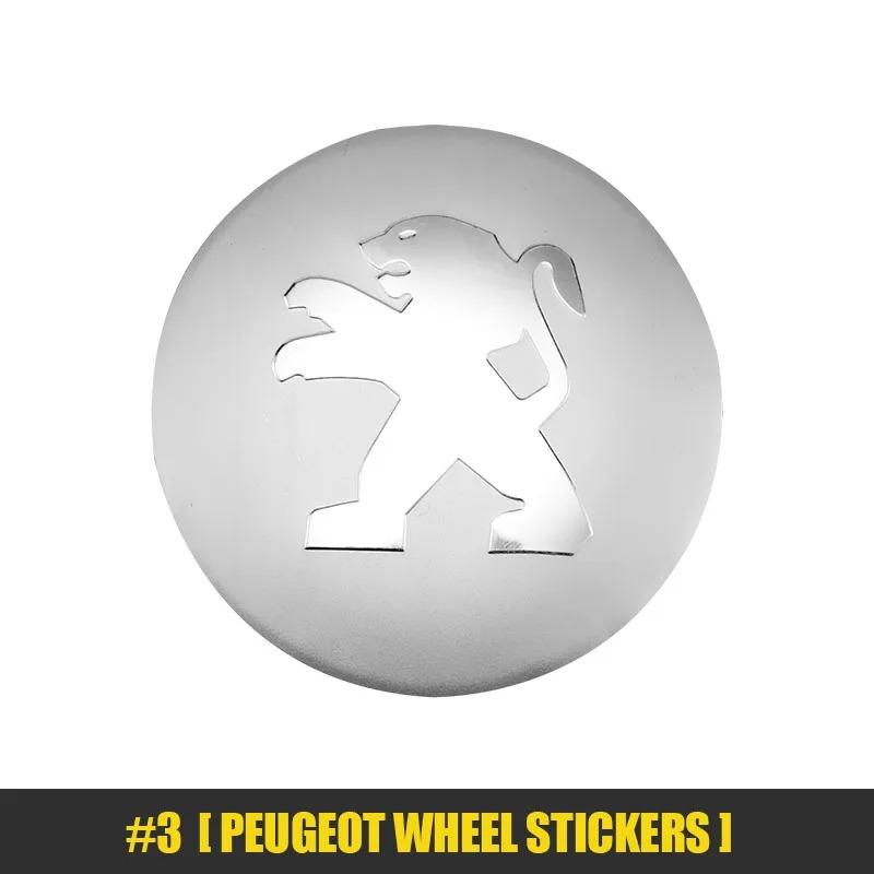 4pcs Car Wheel Stickers 56mm Auto Center Hub Cap Decal For Peugeot 206 607 508 301 407 2008 205 107 5008 106 406 408 ZP 807 308 108