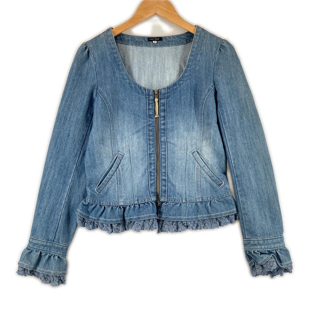 LEST ROSE Frill Denim Jacket blue Women 2