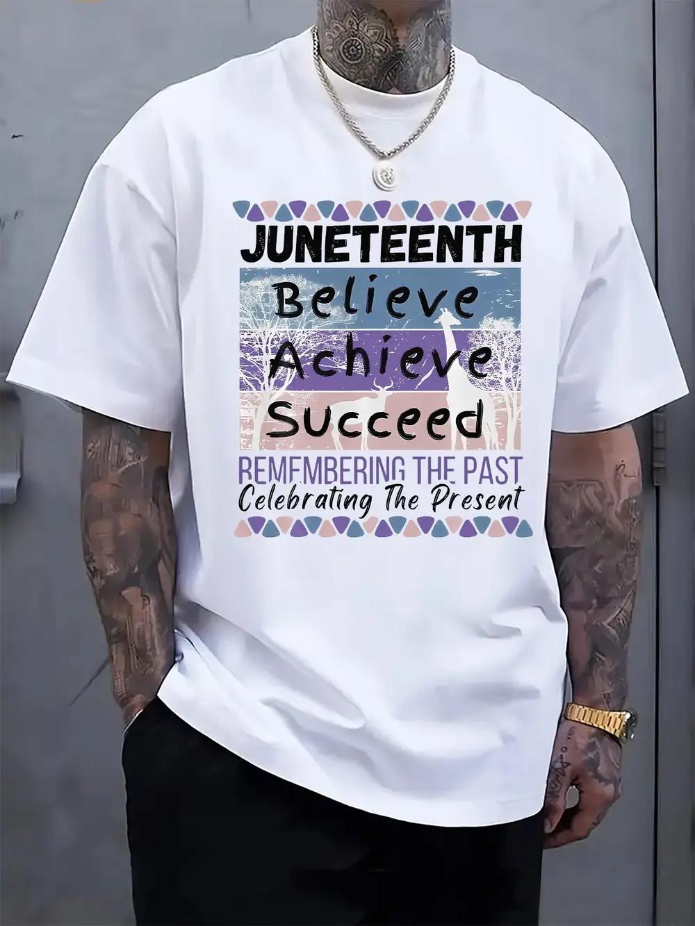 Juneteenth Inspirational T-shirt -  Believe Achieve Succeed  Graphic Print XXL