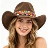 Bohemian European and American Style Suede Western Denim Curled Brim Top Hat Minority Tibetan Jazz Hat