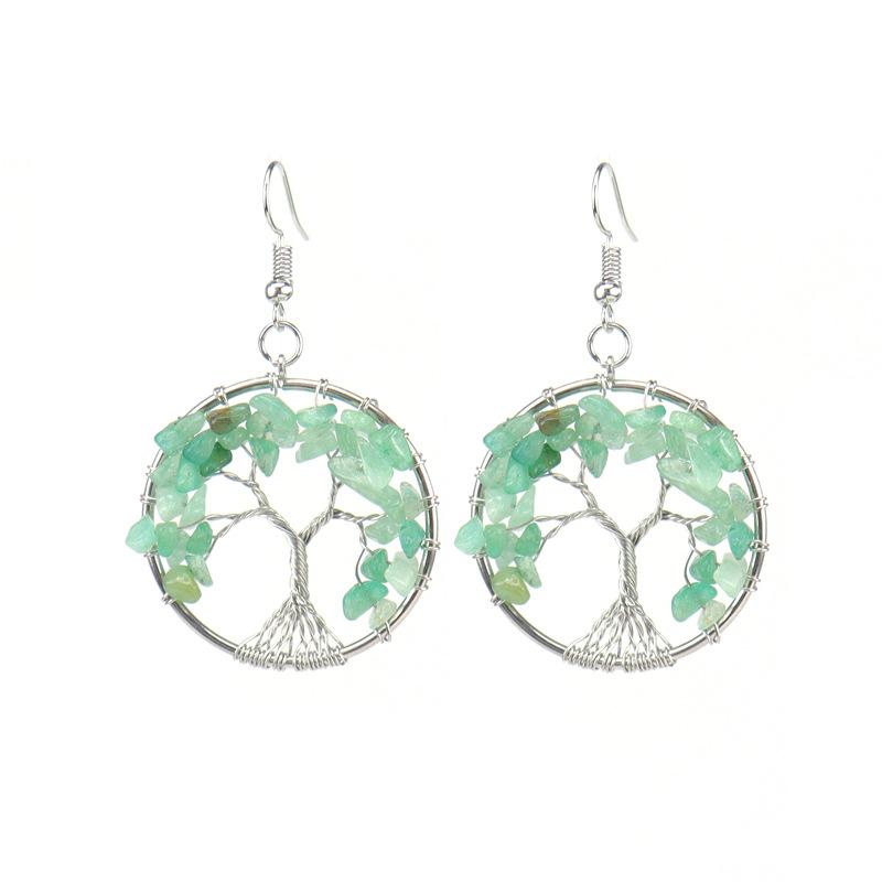 

Natural Crystal Gravel Colorful Tree Root Life Tree Wishing Tree Stud Earrings Earrings Pendant E06