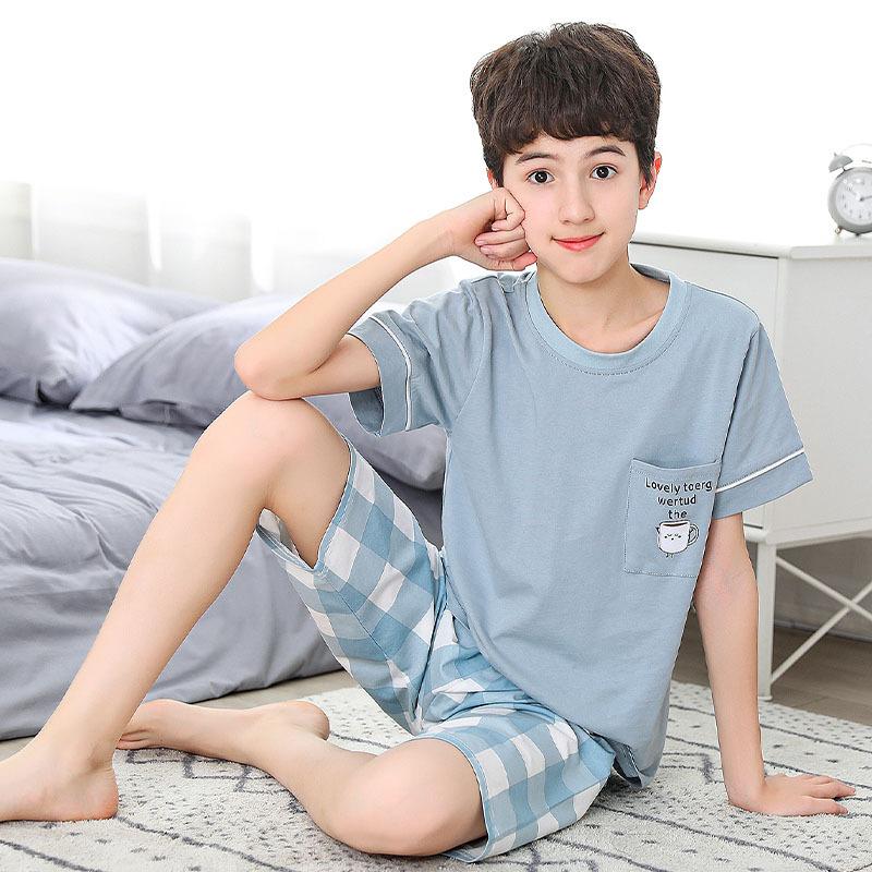 Baby Boys Pajamas Summer Short Sleeved Children's Clothing Sleepwear Teen Pajama Cotton Pyjamas Sets for Kids 6 8 10 12 14 Years