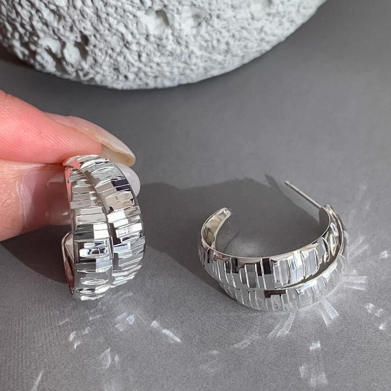 

Female Atmospheric and Fashionable Double Strip Spliced Striped Earrings