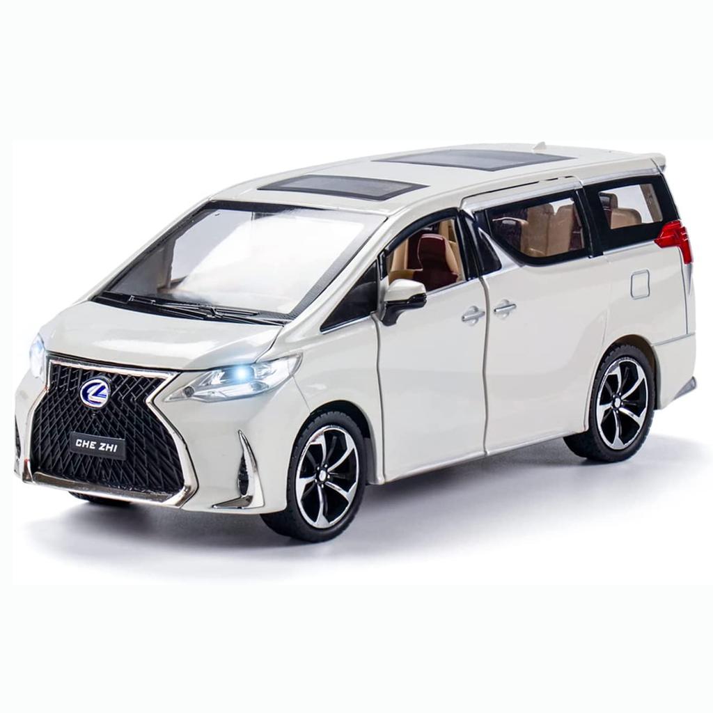 1/24 Scale Lexus LM300 Alloy Model Car, Pull Back Metal Collectible Toy Car with Light and Sound Toy Vehicle Door Can Be Opened
