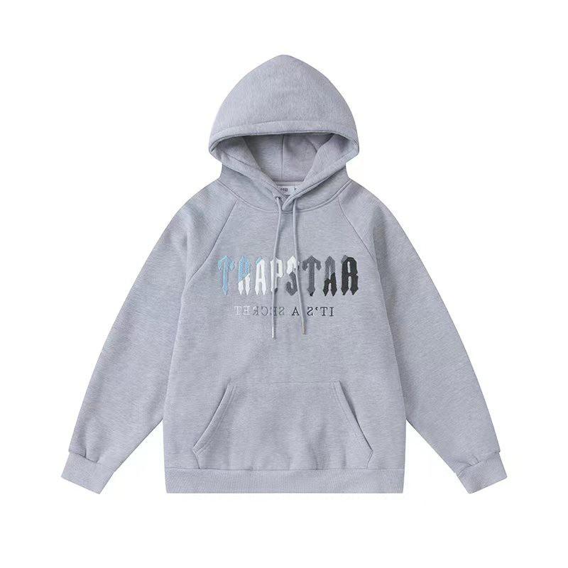 Unisex Fleece-Lined Cotton Hoodie Pants Set With Embroidered Letter Winter Casual Sportswear Men Women