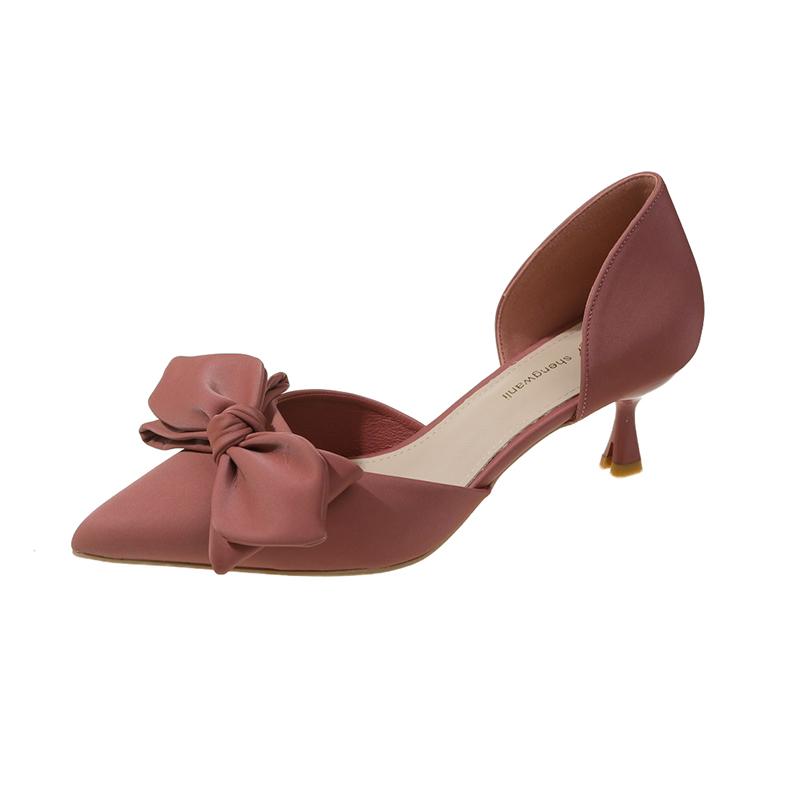 

BCEBYL Туфли на высоком каблуке с закрытым носком Летние босоножки Женские туфли на шпильках Женские туфли с бантом и острым носком Повседневные сексуальные туфли для банкета 34